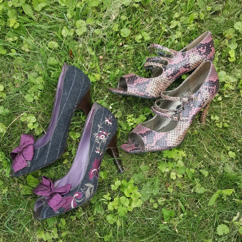 Lot of pink/purple peep toe stilletos